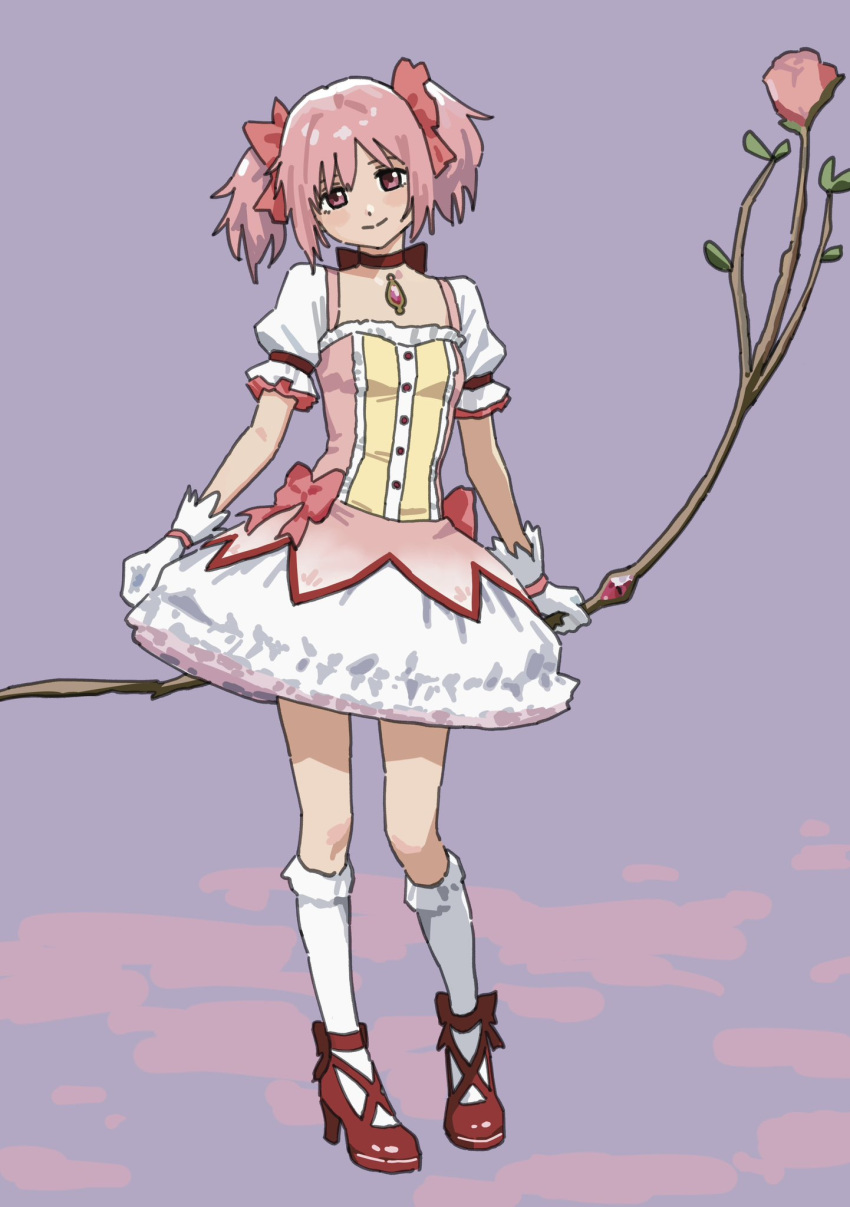 bow, breasts, choker, commentary_request, dress, flower, gloves, h4sh1rnoto
