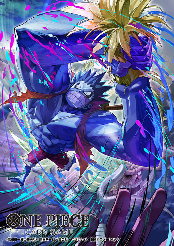 2boys, alternate_form, attack, black_hair, blonde_hair, blue_skin, clenched_teeth, colored_skin