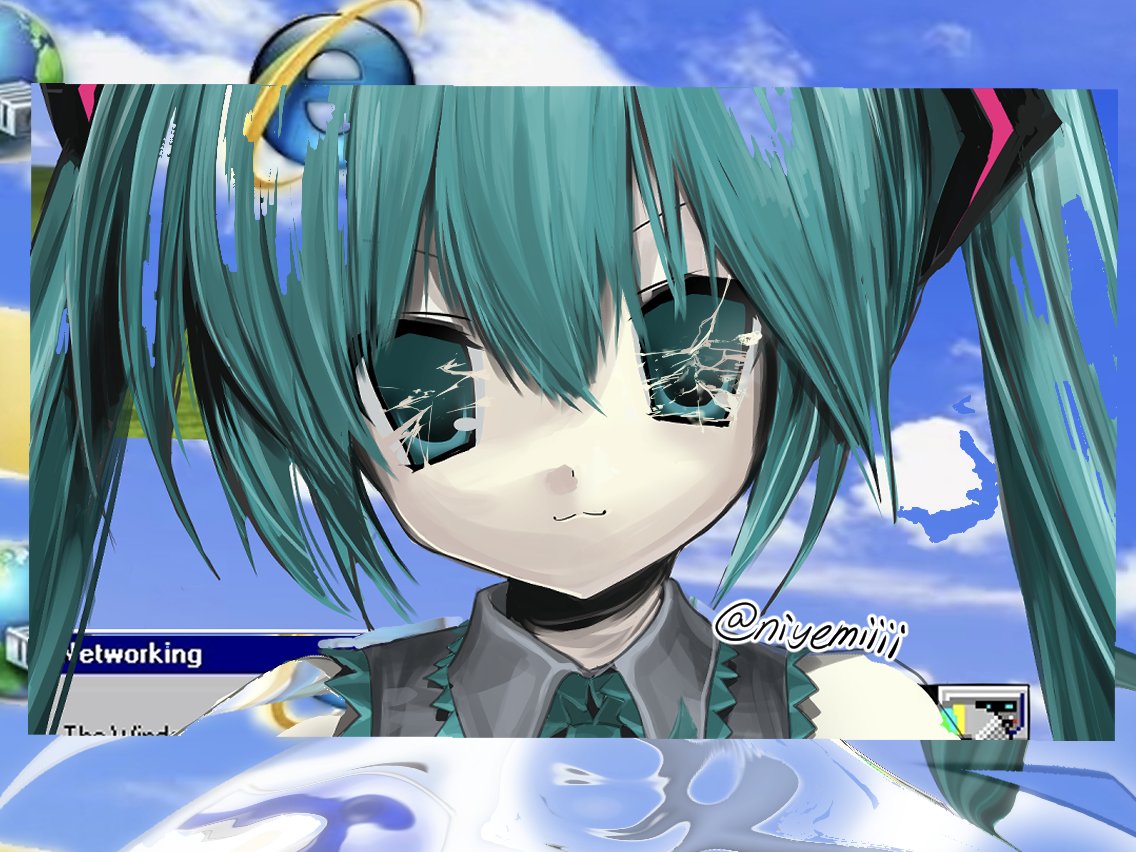 aqua_eyes, aqua_hair, aqua_necktie, black_sleeves, grey_shirt, hatsune_miku, headset, necktie