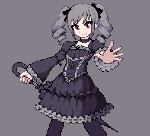 1girl, animated, animated_gif, black_dress, black_pantyhose, christian_john_sanchez, closed_mouth, commentary