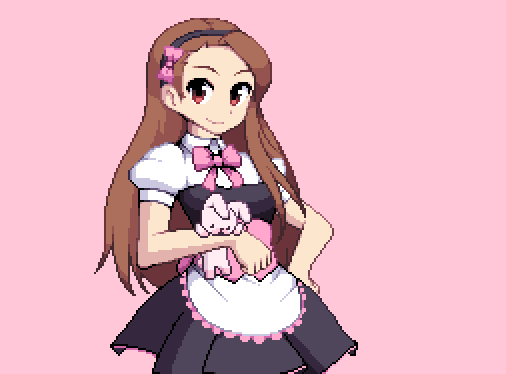 1girl, adjusting_hair, animated, animated_gif, black_hairband, bow, bowtie, brown_hair