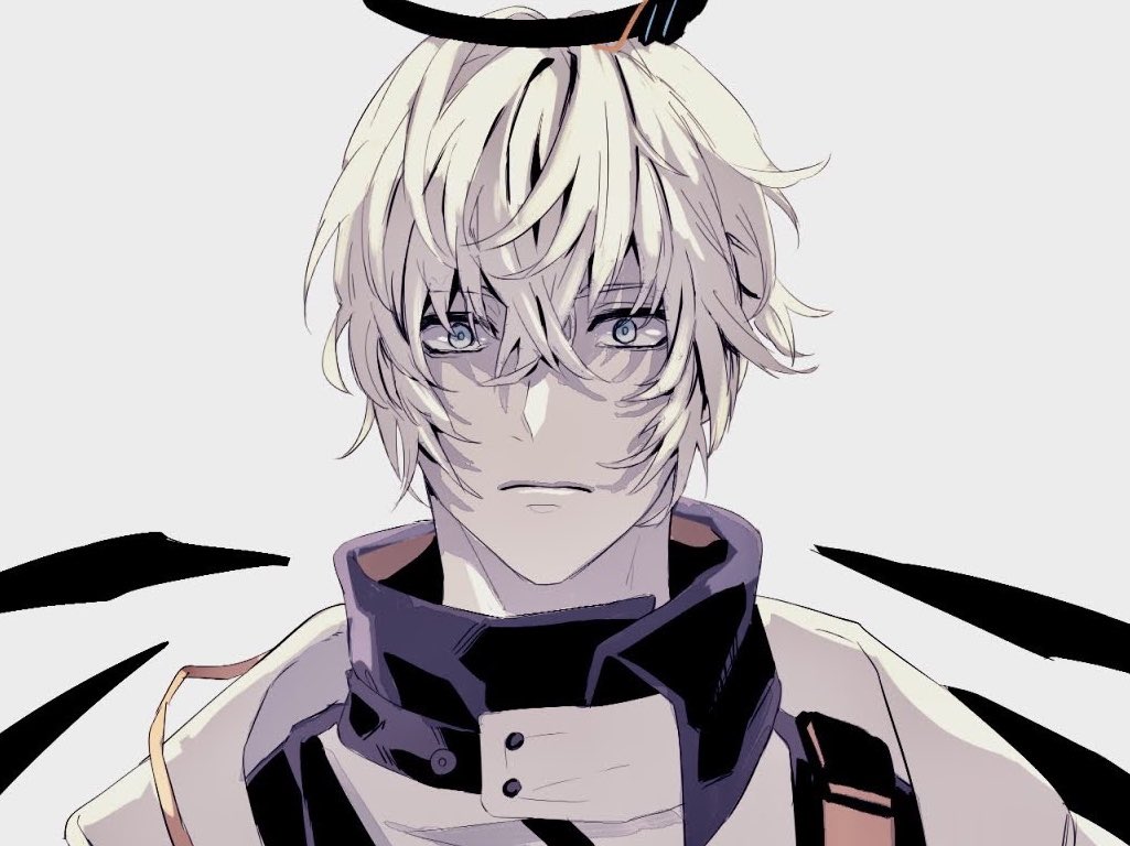 1boy, arknights, blue_eyes, chimi_(s8s8_bb), closed_mouth, commentary_request, detached_wings, executor_(arknights)