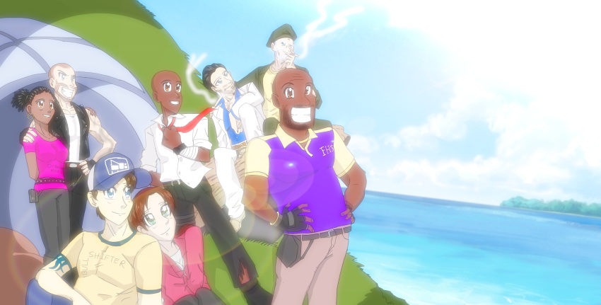 2025, 2girls, 6+boys, bill_(left_4_dead), coach_(left4dead), deviantart, ellis_(left4dead), francis_(left4dead)