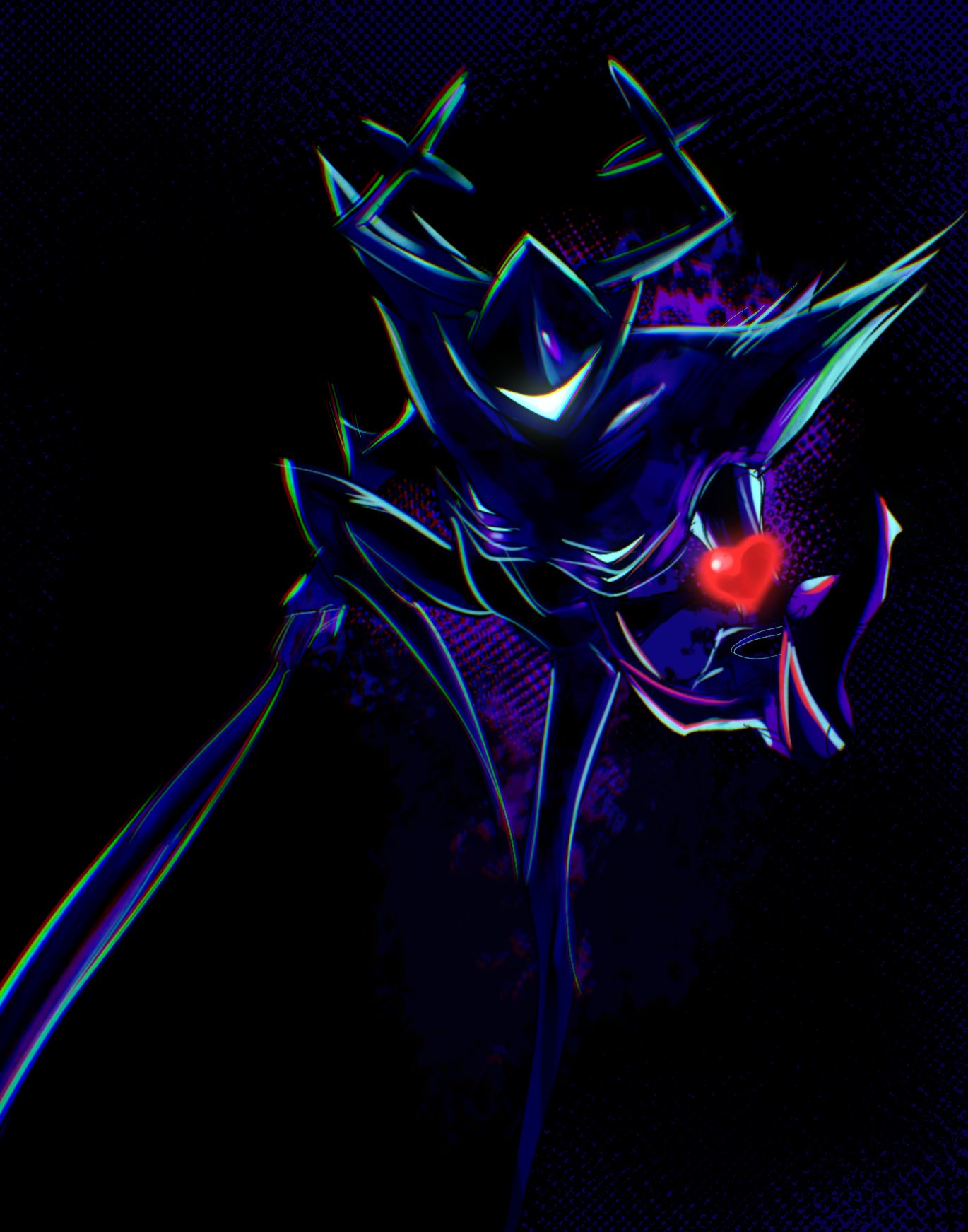 1other, antlers, armor, black_knife_(deltarune), deer_antlers, deltarune, heart, highres