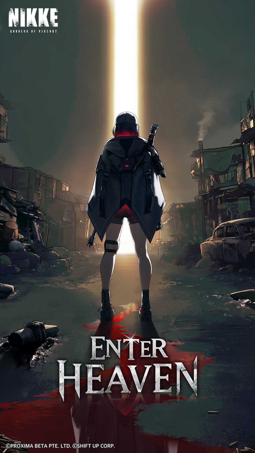 1girl, baseball_cap, black_boots, black_hair, black_hat, black_jacket, blood_trail, boots
