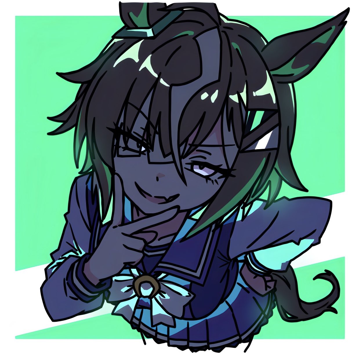 1girl, ahoge, animal_ears, bow, bowtie, chime!, commentary_request, ear_ornament