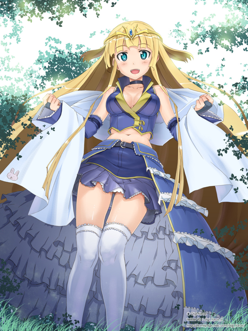 arksign, bare_shoulders, blonde_hair, blush, breasts, bridal_gauntlets, choker, circlet