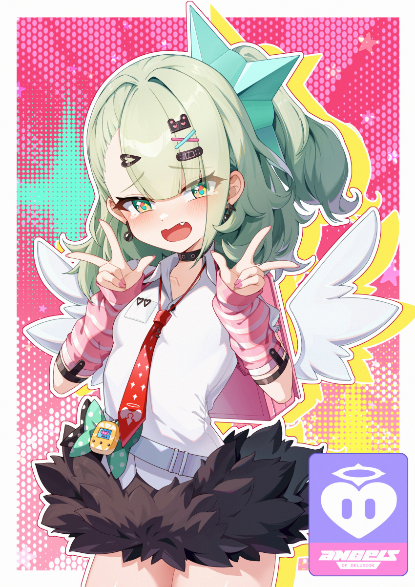 1girl, absurdres, choker, green_eyes, green_hair, hair_ornament, highres, maozi_tutu