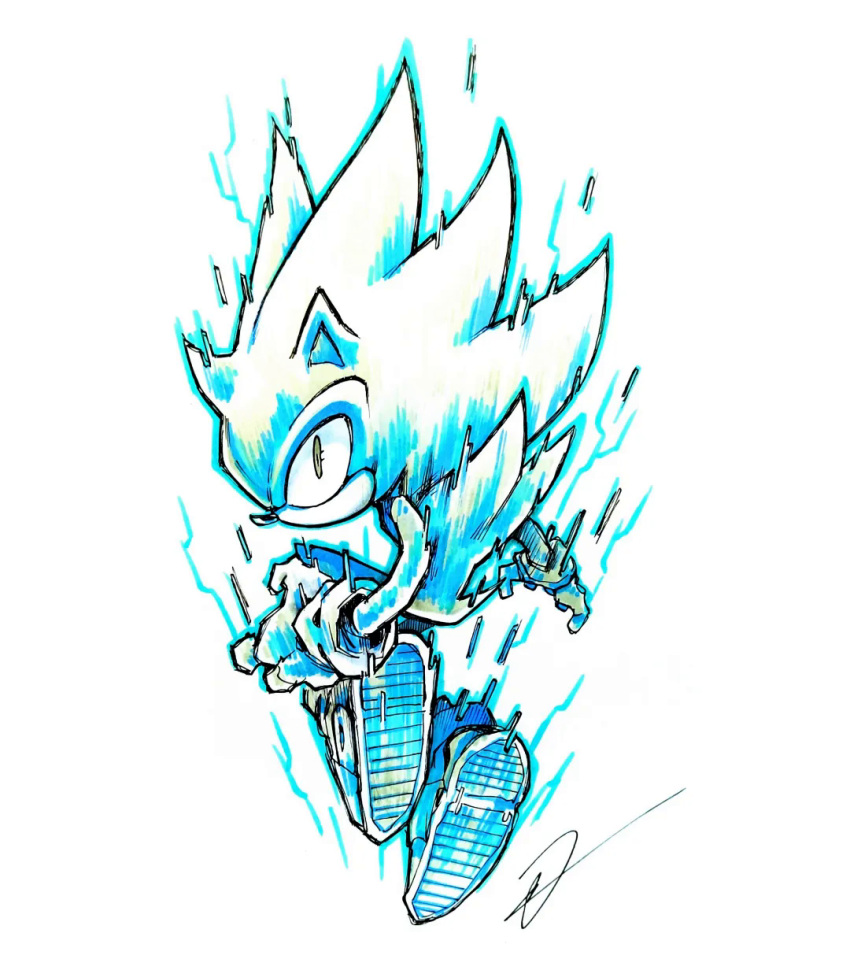 1boy, full_body, furry, furry_male, highres, looking_at_viewer, shoes, signature, simple_background, solo, sonic_(series), sonic_the_hedgehog, tail, to_the_maxio, white_background