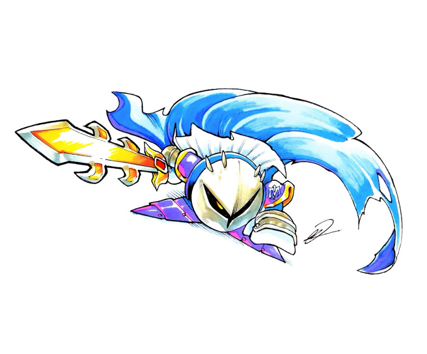 1boy, blue_cape, boots, cape, full_body, holding, holding_sword, holding_weapon