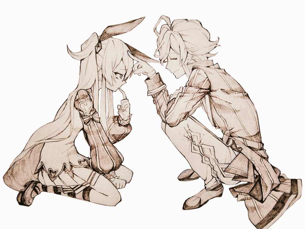 1boy, 1girl, chaos_alice_(grimms_notes), chaos_alice_(original)_(grimms_notes), clothing_cutout, coat, commentary_request, facing_another