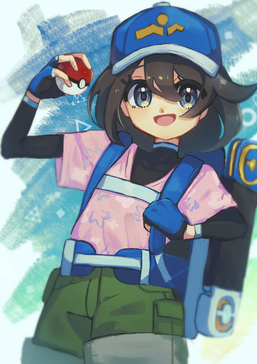 1girl, 3q_vbp_poke, absurdres, backpack, bag, black_bodysuit, black_gloves, black_hair
