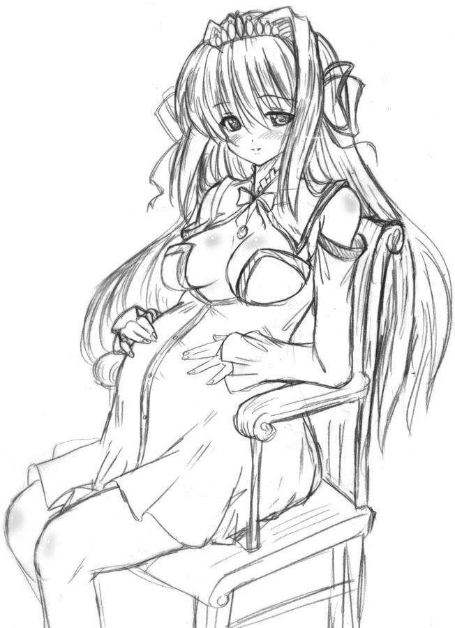 aneria_floris_etherhart, axia, blush, breasts, chair, detached_sleeves, dress, fuchi