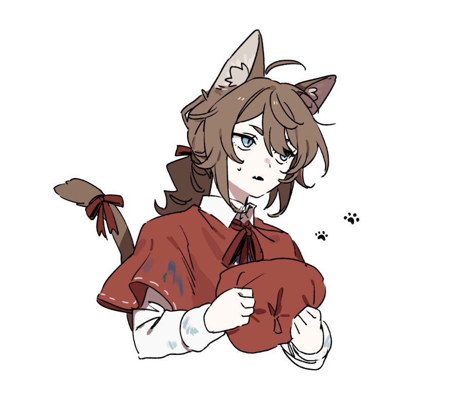 1boy, ahoge, androgynous, angry, animal_ears, averting_eyes, bishounen, blue_eyes