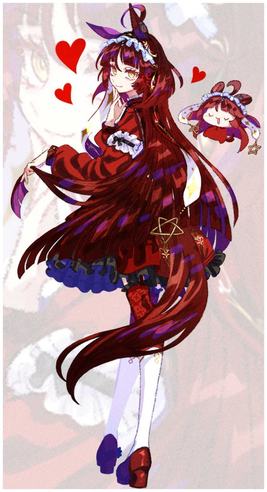 1girl, ahoge, animal_ears, blunt_bangs, blunt_ends, blunt_sidelocks, blush, brown_headdress
