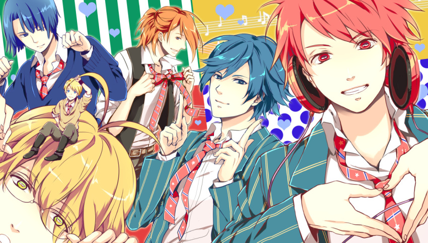 blonde_hair, blue_eyes, blue_hair, glasses, heart, hijirikawa_masato, ichinose_tokiya, ittoki_otoya