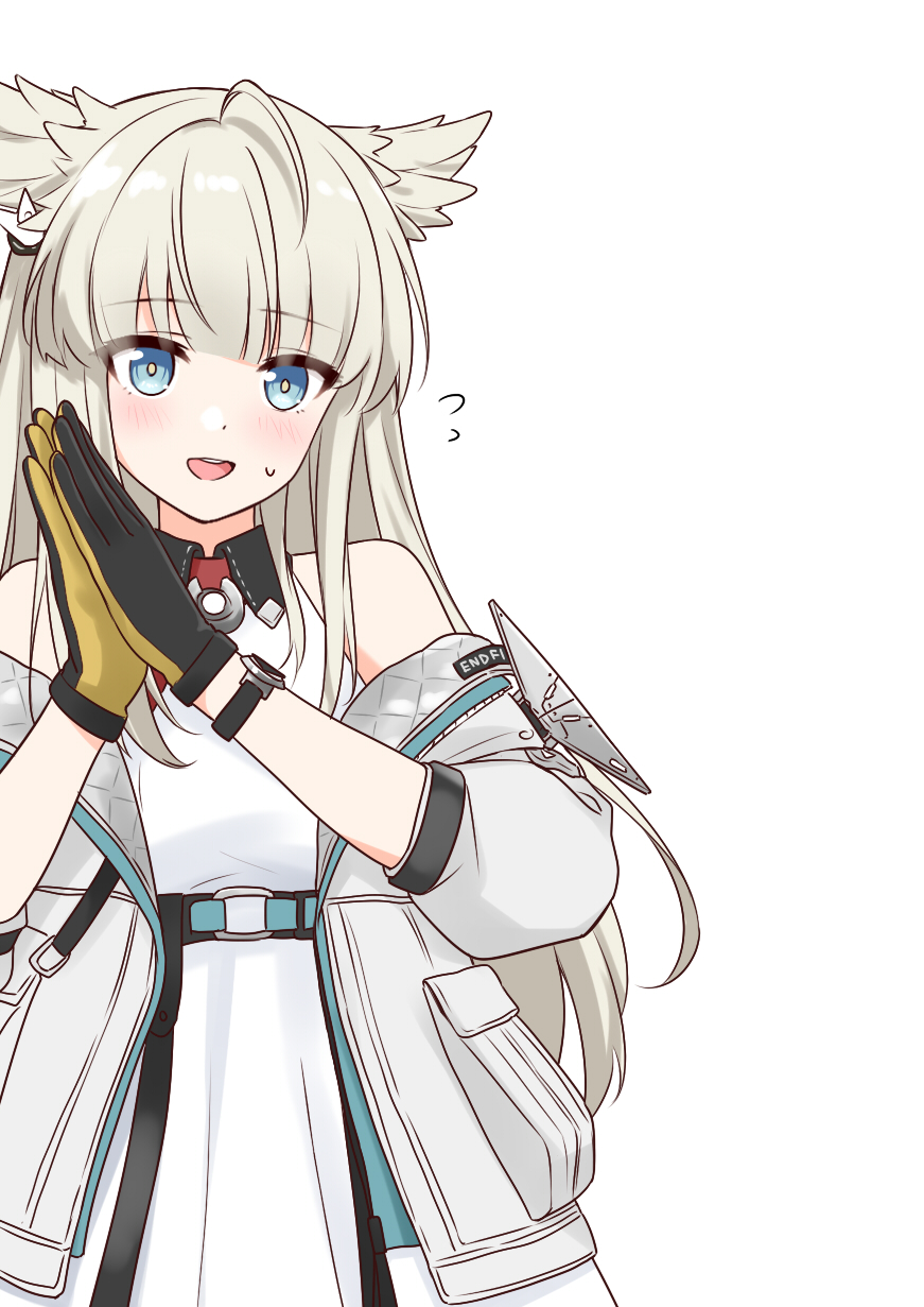 1girl, :d, animal_ears, arknights, arknights:_endfield, bare_shoulders, bird_ears, bird_girl