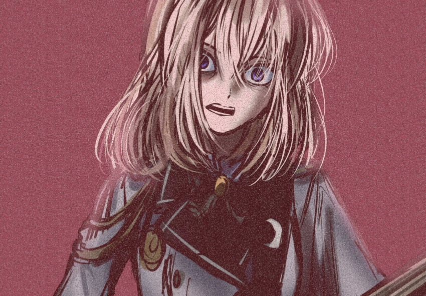 1girl, bang_dream!, bang_dream!_it's_mygo!!!!!, blonde_hair, capelet, commentary, film_grain, grey_capelet