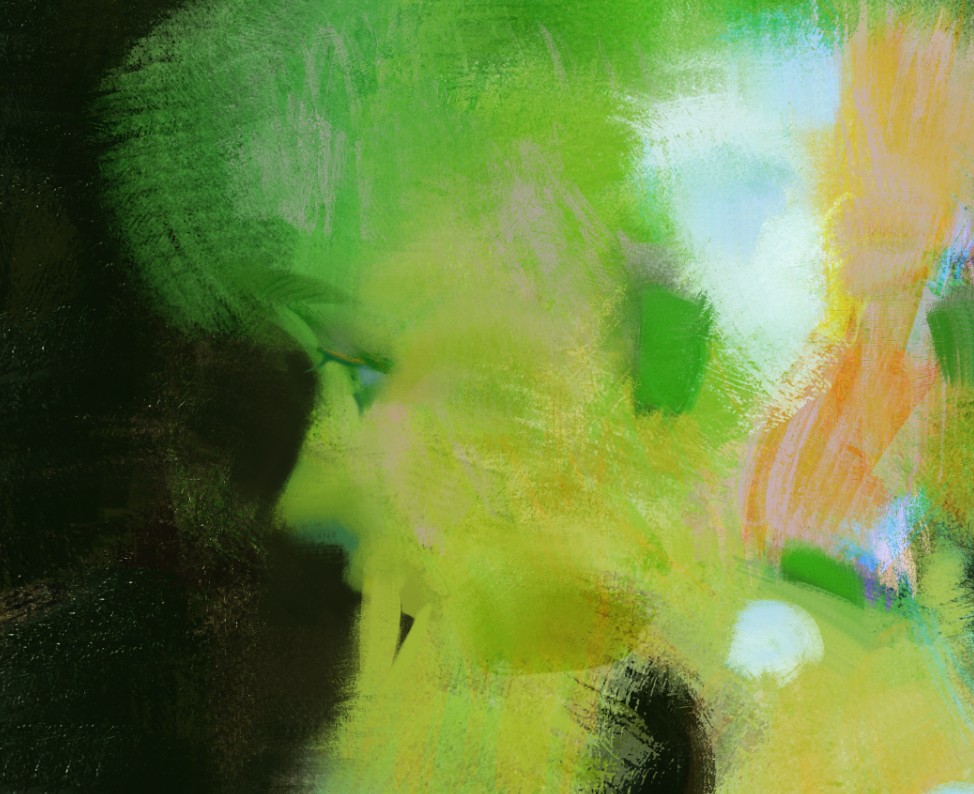 1other, abstract, black_background, commentary, english_commentary, from_side, green_theme, kun333r