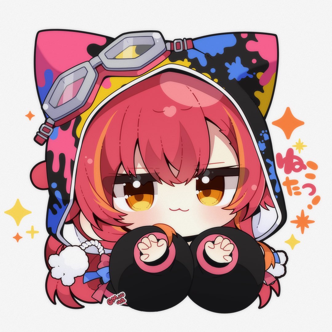 1girl, :3, animal_hood, black_hoodie, blush, cat_hood, chibi, chibi_only