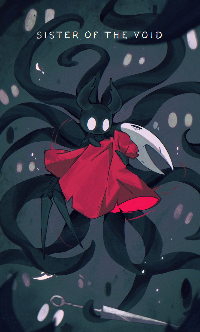 1girl, 6+others, absurdres, arthropod_girl, black_eyes, black_skin, cloak, colored_skin