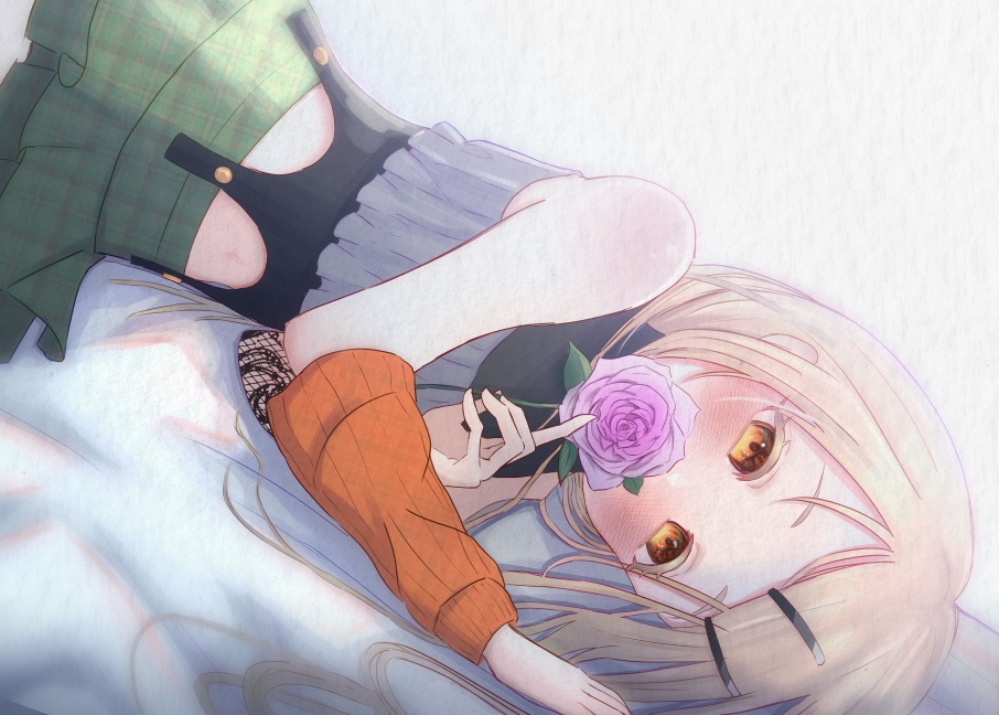 1girl, black_shirt, blonde_hair, blush, colored_eyelashes, commentary_request, covering_own_mouth, cowboy_shot
