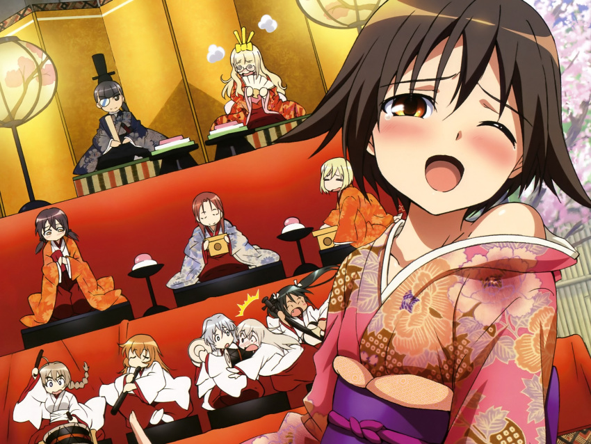 charlotte_e_yeager, eila_ilmatar_juutilainen, erica_hartmann, francesca_lucchini, gertrud_barkhorn, japanese_clothes, lynette_bishop, minna-dietlinde_wilcke