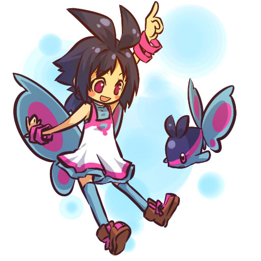 1girl, antennae_hair, arm_raised, arm_up, atnennae_hair, bare_shoulders, black_hair, blush_stickers