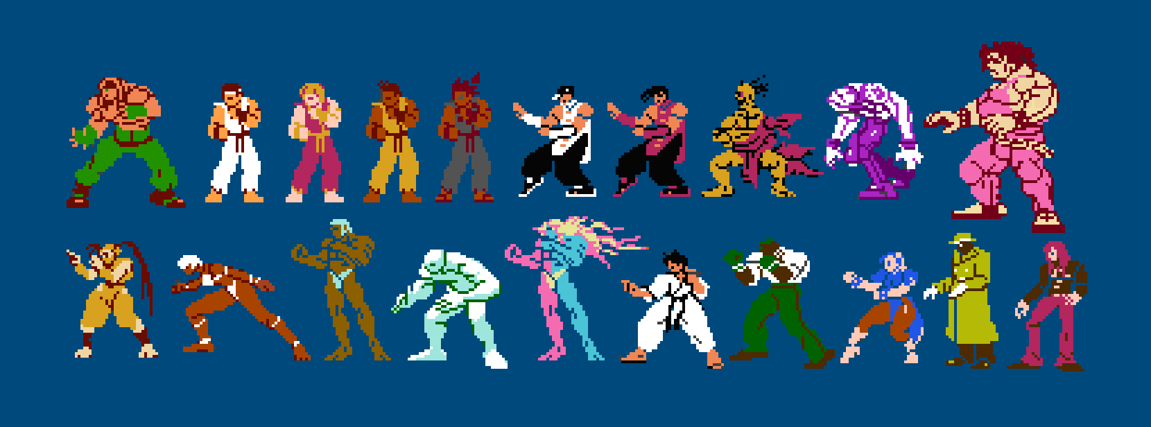 4girls, 6+boys, akuma_(street_fighter), albino, alex_(street_fighter), armlet, bald, barefoot