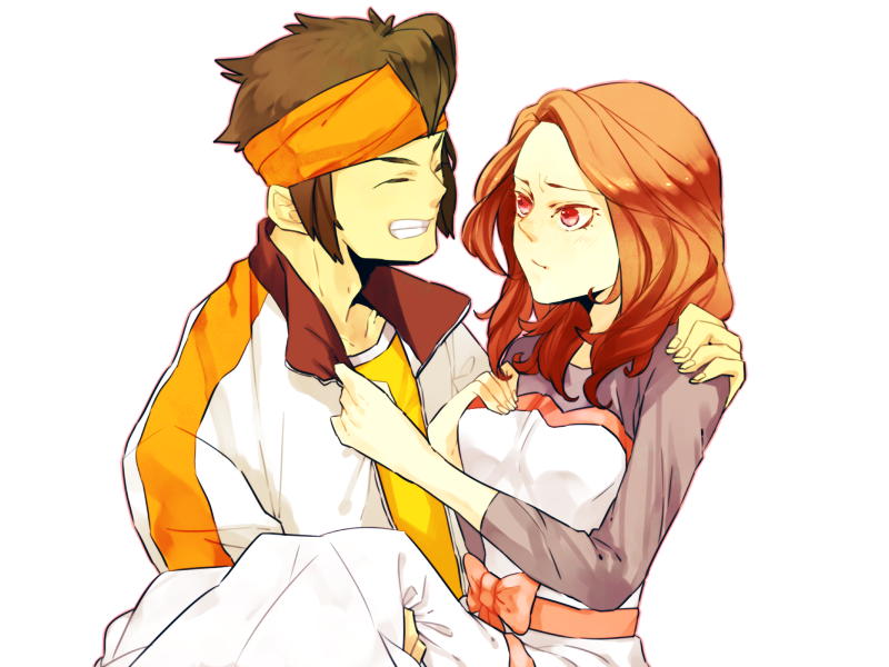1girl, 4tew, bad_id, brown_eyes, brown_hair, carrying, closed_eyes, couple