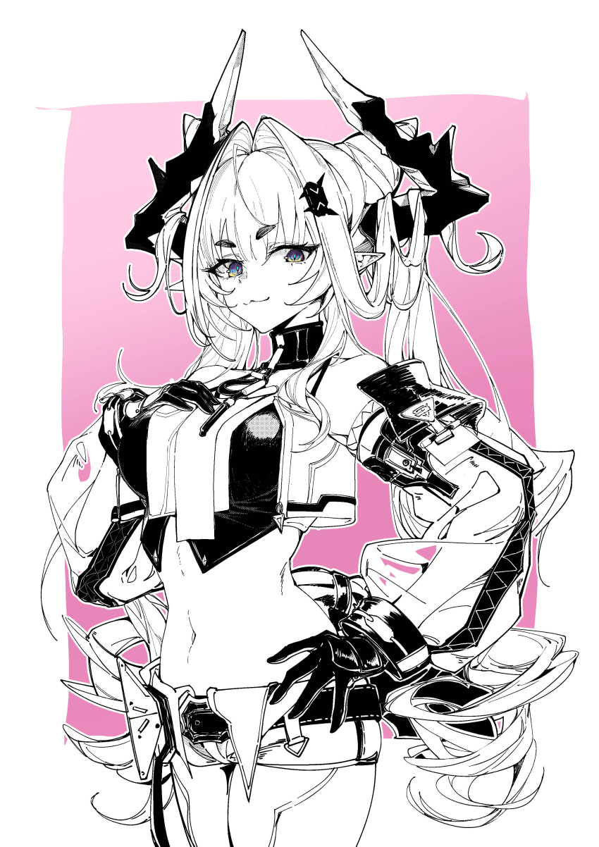 1girl, absurdres, arknights, arknights:_endfield, bare_shoulders, blue_eyes, crop_top, detached_sleeves