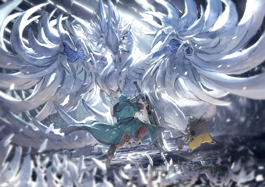 1other, absurdres, armor, back, backpack, bag, boots, coat