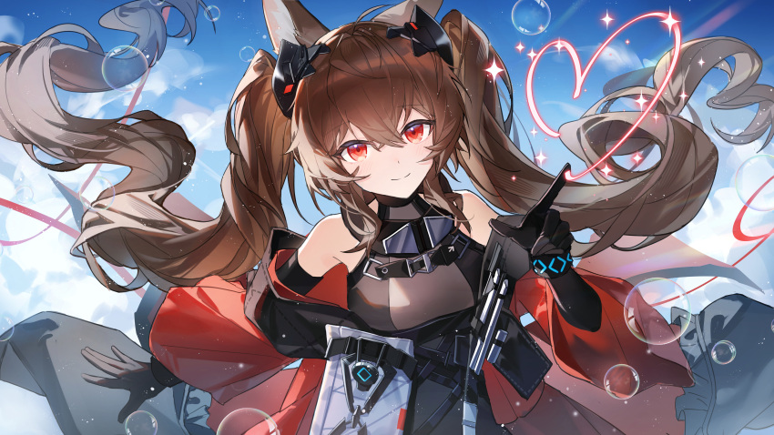 1girl, absurdres, angelina_(arknights), animal_ear_fluff, animal_ears, arknights, arknights:_endfield, bare_shoulders
