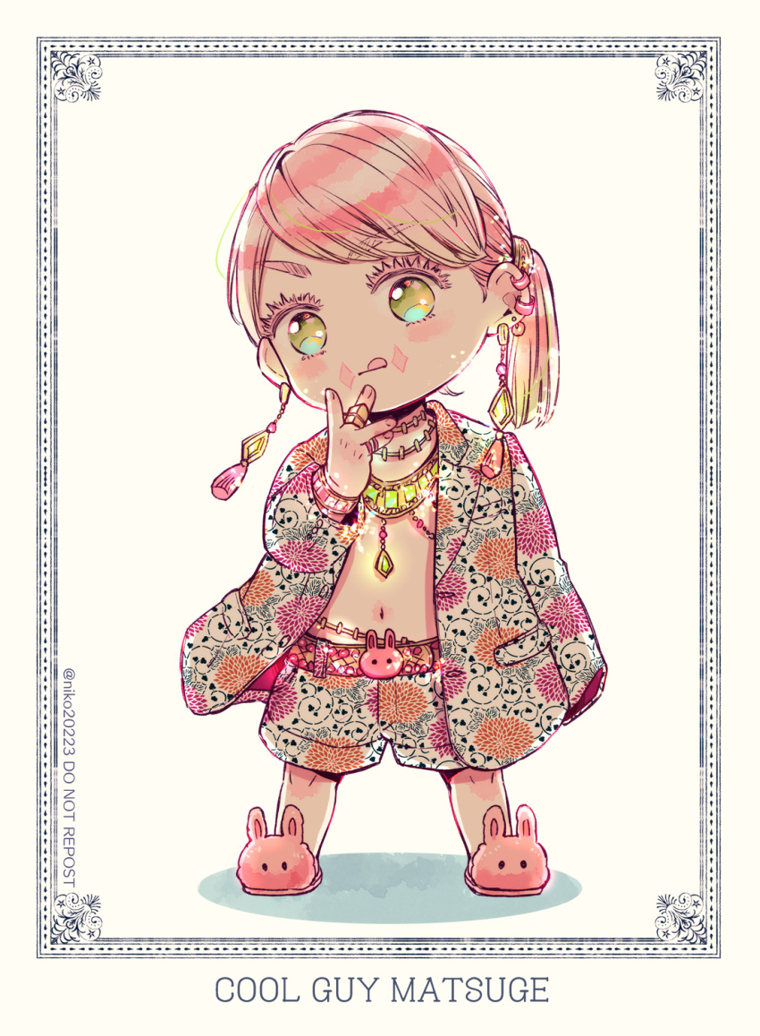 1boy, :p, alternate_costume, bracelet, chandelier_earrings, chibi, collarbone, commentary_request