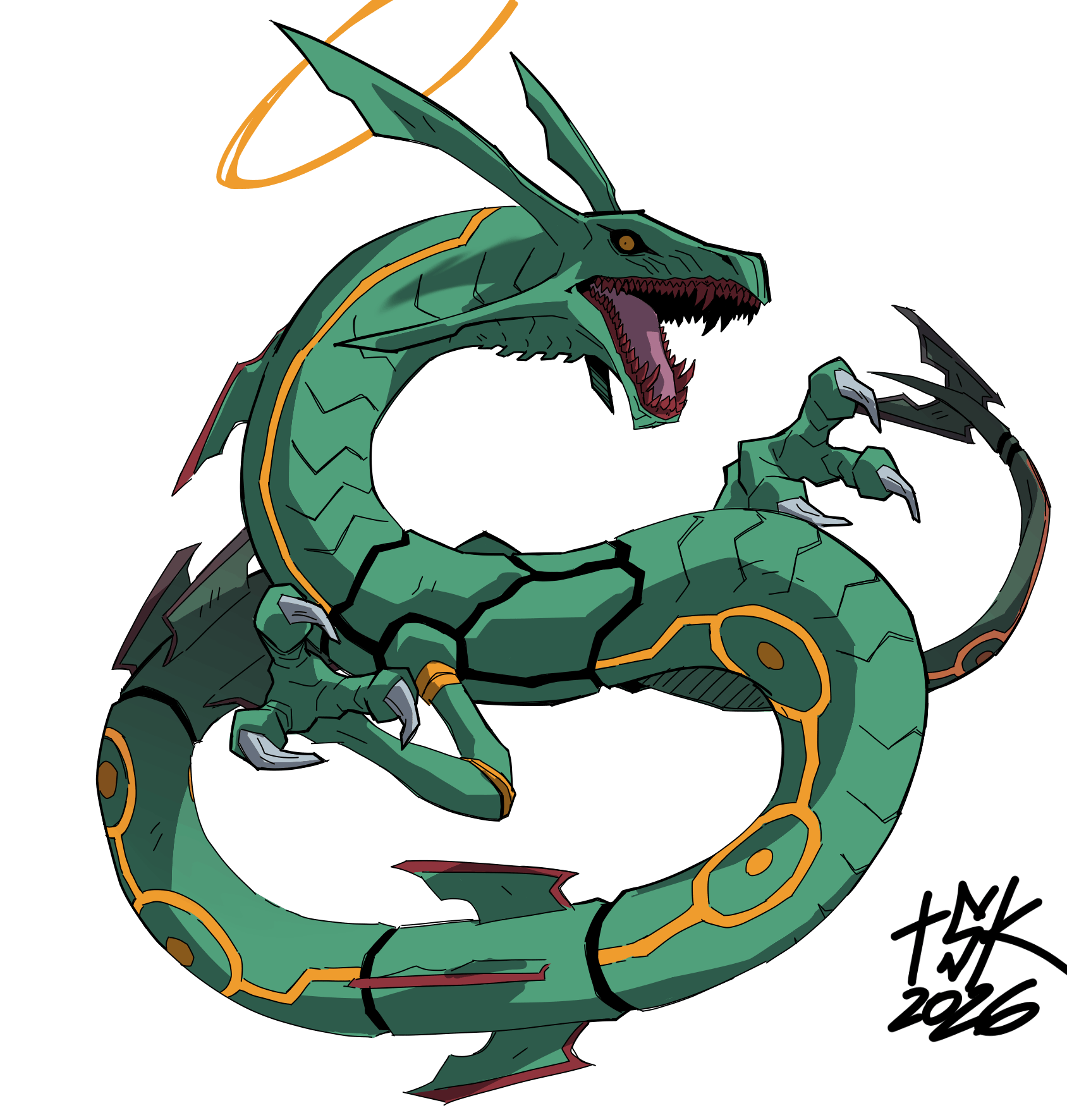 black_sclera, claws, colored_sclera, dragon, eastern_dragon, fangs, highres, no_humans
