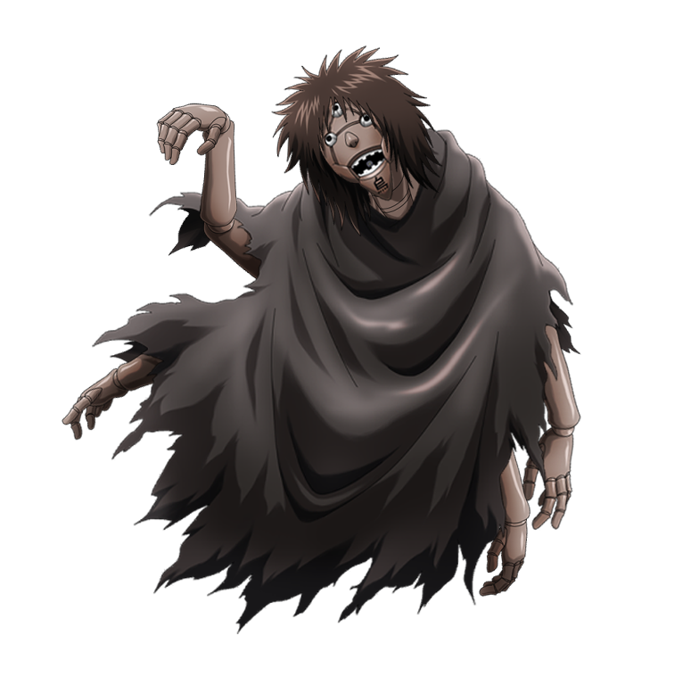 arm_at_side, arm_up, black_cloak, black_eyes, brown_hair, cloak, doll_joints, extra_arms