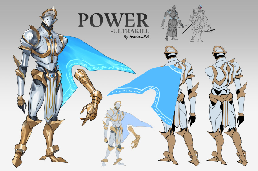 angel, armor, cape, concept_art, detached_arm, francisxie, full_armor, full_body