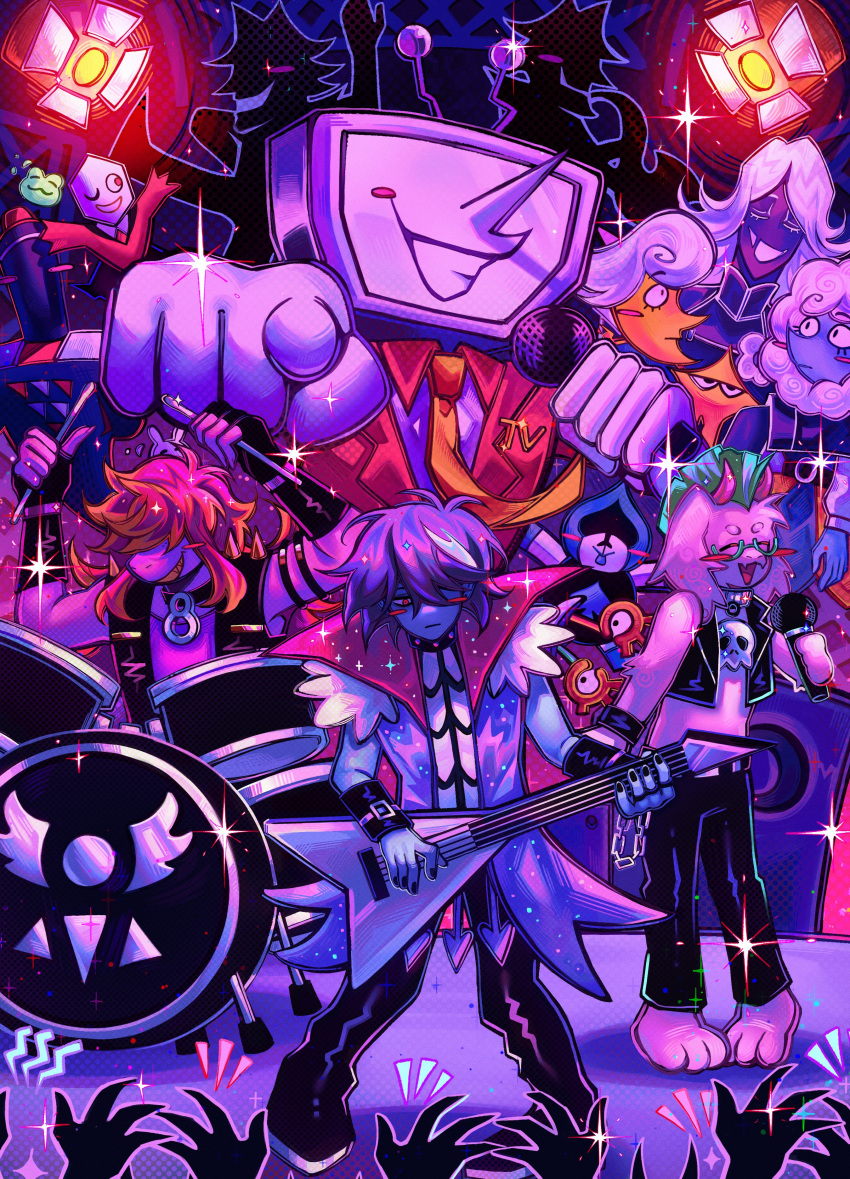 1other, 2girls, 6+boys, absurdres, androgynous, animal_ears, ant_tenna, antenna_hair