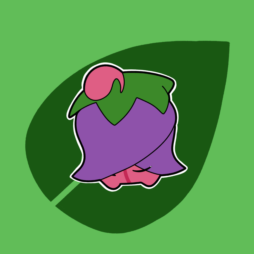 cherrim, cherrim_(overcast), dailydoofypokemon, green_background, highres, no_humans, outline, pokemon, pokemon_(creature), solo, two-tone_background, white_outline