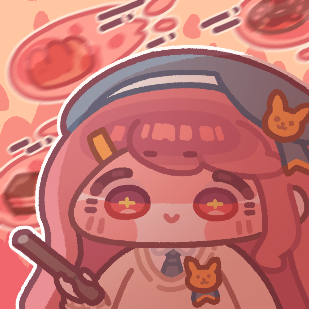 1girl, ashur_(trickcal), blue_hat, blue_necktie, blush_stickers, chibi, chibi_only, closed_mouth