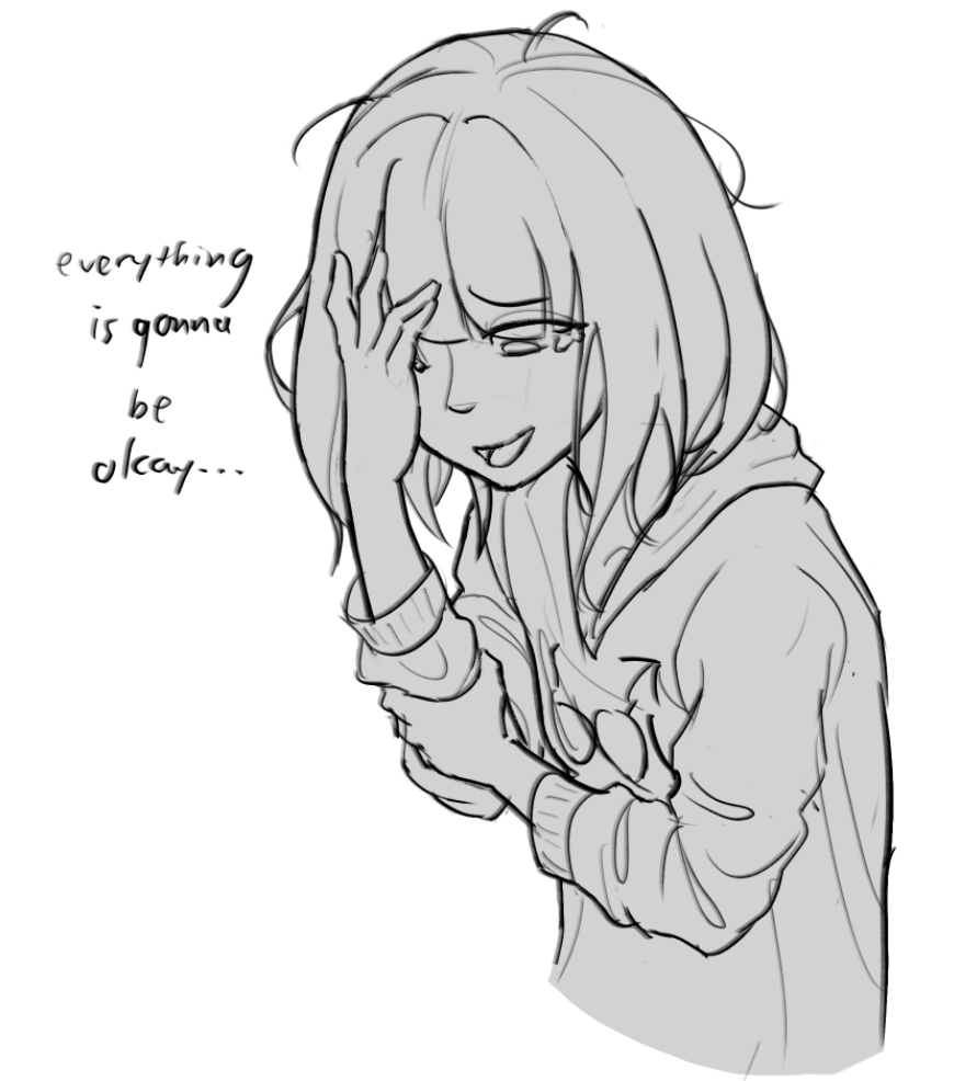 1girl, 4chan, 4chan_(/lgbt/), :d, ahoge, blunt_bangs, bob_cut, boymoder, clothes_writing, commentary, covering_face, cropped_torso, english_commentary, english_text, eyes_visible_through_hair, from_above, greyscale, hand_on_own_arm, hand_up, hood, hood_down, hoodie, hunched_over, long_sleeves, looking_down, mars_symbol, medium_hair, messy_hair, monochrome, one_eye_covered, open_mouth, original, puffy_long_sleeves, puffy_sleeves, raised_inner_eyebrows, sidelocks, simple_background, sketch, smile, solo, spycei, tearing_up, tongue, white_background