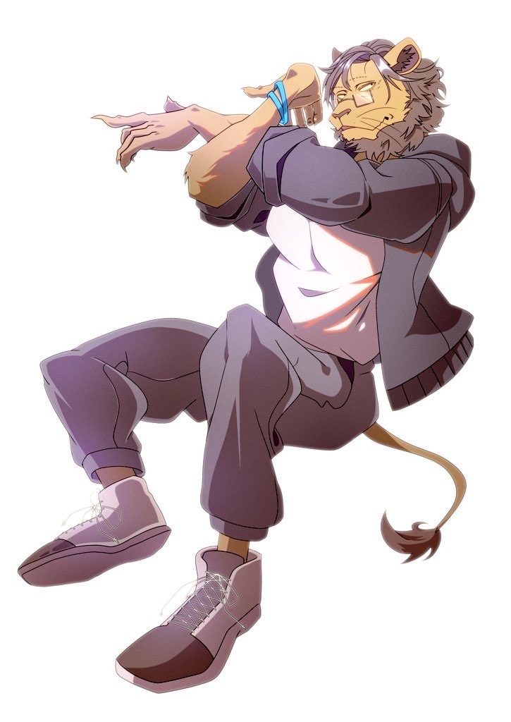 1boy, animal_ears, beastars, claws, full_body, furry, furry_male, glasses