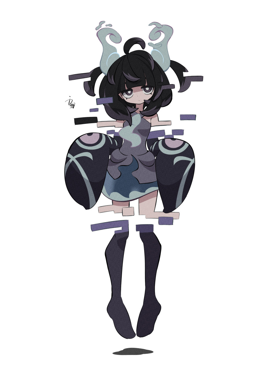 1girl, absurdres, ahoge, black_boots, black_hair, boots, closed_mouth, commentary_request