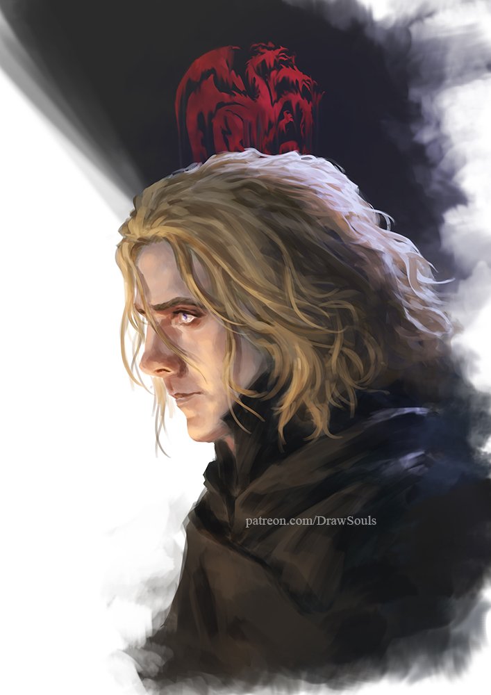1boy, a_knight_of_the_seven_kingdoms, a_song_of_ice_and_fire, artist_name, black_background, blonde_hair, commentary, daeron_targaryen