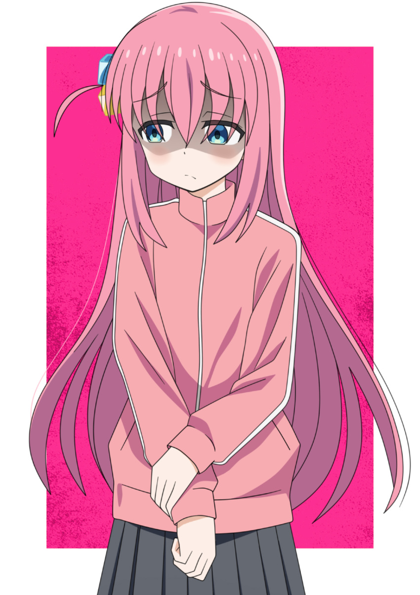 1girl, blue_eyes, blue_eyes_(manga), bocchi_the_rock!, gotoh_hitori, hair_ornament, hairclip, highres