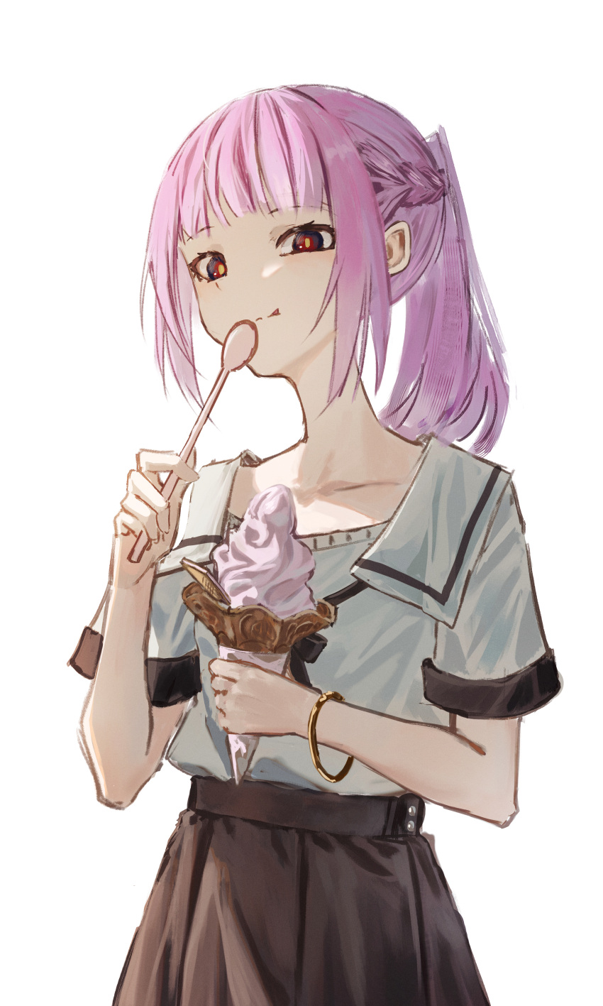 1girl, absurdres, cokei, collarbone, commentary, food, highres, holding