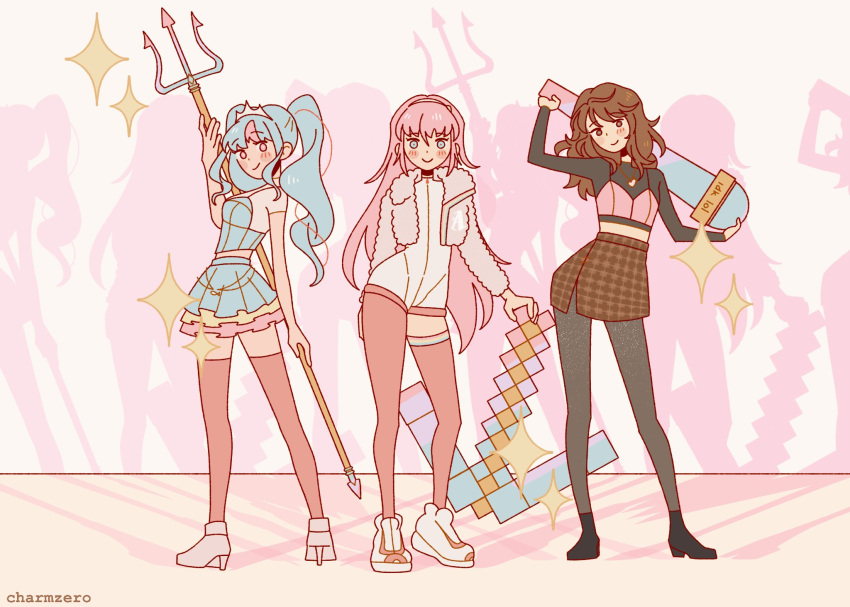 3girls, ai_the_somnium_files, ai_the_somnium_files:_nirvana_initiative, black_boots, black_shirt, blue_eyes, blue_hair, blue_shirt