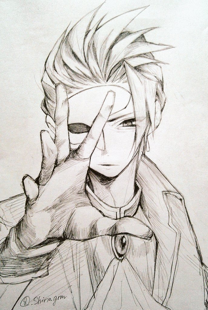 1boy, ascot, closed_mouth, coat, commentary_request, eye_mask, furrowed_brow, gem