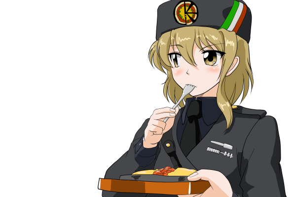 1girl, anzio_(emblem), belt, black_hat, black_jacket, black_necktie, black_shirt, blonde_hair