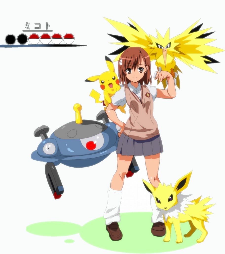 1girl, 4others, animal, ascii_media_works, brown_eyes, brown_hair, creatures_(company), crossover